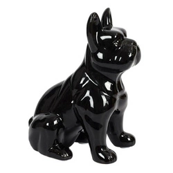 Figurka dekoracyjna buldoga francuskiego Intesi M czarna ceramiczna do salonu lub na prezent