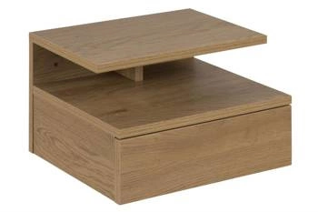 Nowoczesna drewniana szafka nocna Ashlan Wood z szufladą, wisząca do sypialni
