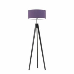 Lampa podłogowa drewniana HAITI fioletowa z abażurem glamour do salonu i sypialni LYSNE