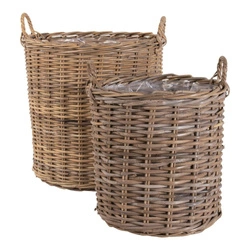Zestaw 2 koszy dekoracyjnych Indo rattan boho do salonu i na taras House Nordic