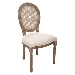 Krzesło tapicerowane Cleon Atmosphera do jadalni rattan beżowe drewniane boho wysokie nogi