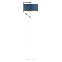 Lampa podłogowa do salonu TESALLIA GOLD niebieska glamour welurowy abażur chrom LYSNE 156 cm