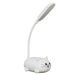 Lampka biurkowa LED Kitty biała nowoczesna akumulatorowa do pokoju dziecka z elastycznym ramieniem