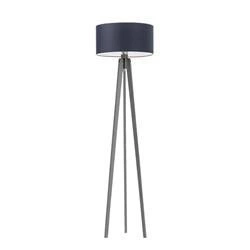 Lampa podłogowa trójnóg MIAMI granatowy abażur drewno glamour do salonu personalizowana
