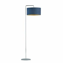 Lampa stojąca do salonu BOLIVIA GOLD niebieska glamour z welurowym abażurem Lysne 156 cm