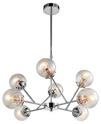 Lampa wisząca Best 8-punktowa chrom szklana z regulacją wysokości do salonu i jadalni