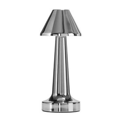 Nowoczesna lampka nocna LED dotykowa TAVOLO B srebrna 22 cm do sypialni i salonu