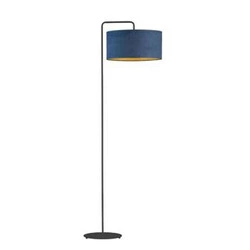 Lampa podłogowa do salonu BOLIVIA GOLD Lysne nowoczesna welurowa morski abażur czarna 156 cm