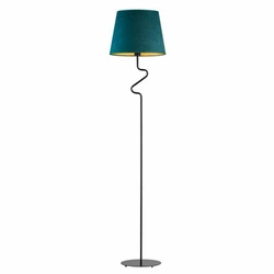 Lampa stojąca do salonu FOGO GOLD Lysne nowoczesna zielona z welurowym abażurem glamour