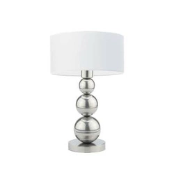 Lampka nocna do sypialni nowoczesna HONOLULU biały abażur srebrny stelaż LYSNE 41 cm
