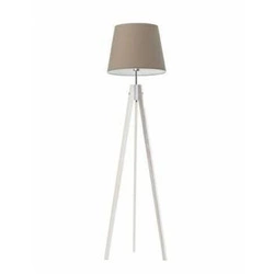 Lampa podłogowa drewniana ARUBA trójnóg z beżowym abażurem do salonu i sypialni Lysne