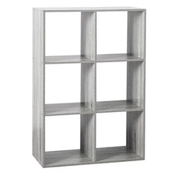Regał na książki do salonu Kali szary nowoczesny z 6 półkami modułowy MDF 67,6 cm