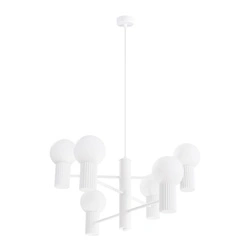 Żyrandol nowoczesny HALO 6 biały szklany do salonu i jadalni lampa sufitowa