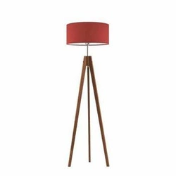 Lampa podłogowa drewniana HAITI glamour z czerwonym abażurem do salonu i sypialni Lysne