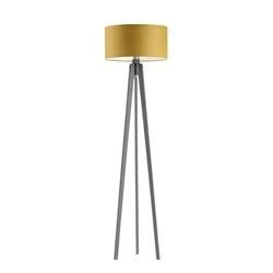 Lampa stojąca do salonu MIAMI trójnóg glamour żółty abażur drewniana Lysne personalizowana