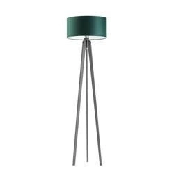 Lampa podłogowa trójnóg MIAMI glamour z abażurem zielonym drewniana do salonu personalizowana