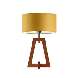 Lampka nocna Clio glamour z abażurem żółtym i mahoniową podstawą do sypialni LYSNE