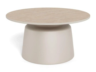 Stolik kawowy Santorini 70 okrągły beżowy ceramiczny do salonu