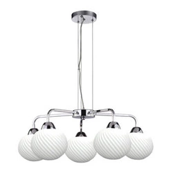 Lampa wisząca Madryt chrom biała 5-punktowa nowoczesna do salonu i jadalni 55 cm