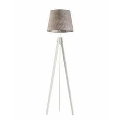 Lampa podłogowa trójnóg ARUBA szary melanż z abażurem, drewniana do salonu Lysne