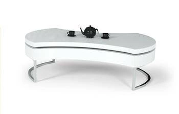 Stolik kawowy Miss biały owalny rozkładany glamour do salonu nowoczesny MDF chrom Intesi 115x80