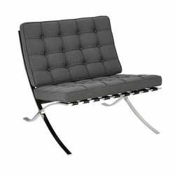 Fotel wypoczynkowy BA1 inspirowany Barcelona do salonu glamour tkanina antracyt chrom