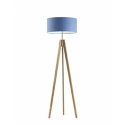 Lampa stojąca do pokoju dziecięcego HAITI niebieska z abażurem drewniana dąb glamour Lysne