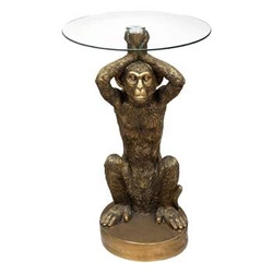 Stolik kawowy Monkey okrągły szklany złoty nowoczesny glamour do salonu Atmosphera 40 cm
