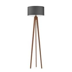 Lampa stojąca do salonu Miami glamour trójnóg drewniana grafitowy abażur personalizowana Lysne