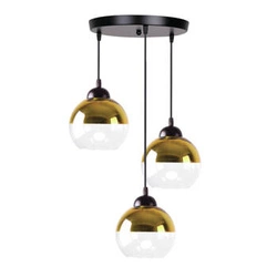 Lampa wisząca Contessa nowoczesna szklana złota 3-punktowa do salonu i jadalni