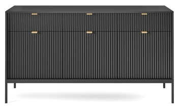 Komoda Delicious czarna ryflowana z szufladami 154 cm nowoczesna do salonu Intesi