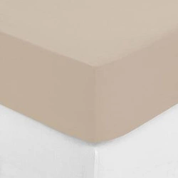 Prześcieradło bawełniane z gumką Atmosphera 140x190 cm do sypialni beżowe