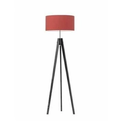 Lampa podłogowa drewniana HAITI czerwony abażur glamour do salonu i pokoju dziecięcego