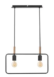 Lampa wisząca Frame czarna drewniana 2-punktowa nowoczesna do salonu i jadalni