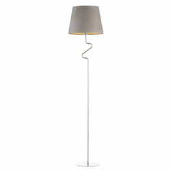 Lampa podłogowa do salonu FOGO GOLD szara nowoczesna z welwetowym abażurem Lysne glamour