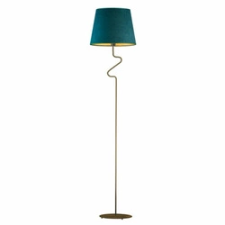 Lampa stojąca do salonu FOGO GOLD zielona nowoczesna glamour z welurowym abażurem Lysne