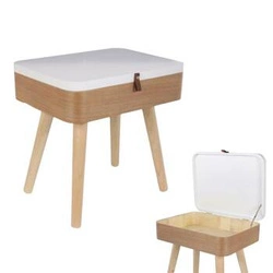 Szafka nocna Elin 40 cm biała z naturalnymi nogami - vintage od Intesi do sypialni i pokoju młodzieżowego