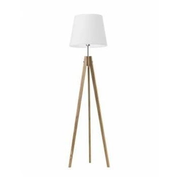 Lampa stojąca do salonu drewniana ARUBA trójnóg z białym abażurem nowoczesna Lysne