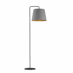 Lampa podłogowa RIJAD GOLD szara nowoczesna z welwetowym abażurem do salonu Lysne