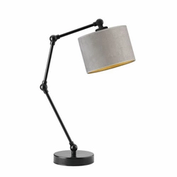 Lampka nocna do sypialni ASMARA VELUR GOLD szara nowoczesna z welurowym abażurem Lysne regulowana