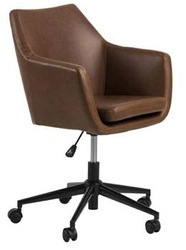 Fotel biurowy ergonomiczny obrotowy Nora Vintage brązowy ekoskóra z podłokietnikami do biurka