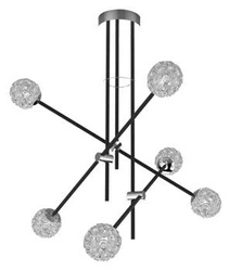 Nowoczesna lampa wisząca Paksos czarna kula 6-punktowa do salonu i sypialni CANDELLUX