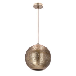 Lampa wisząca kula metalowa Sfinks 25 ażurowa złota do salonu i nad stół
