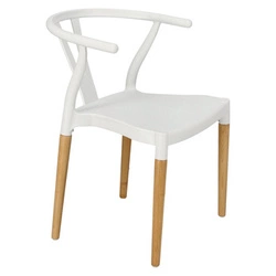 Krzesło do jadalni Wicker PP Simplet białe inspirowane Wishbone, sztaplowane, łatwe czyszczenie