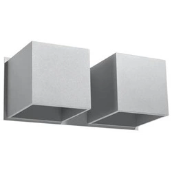 Nowoczesny szary kinkiet ścienny QUAD 2 Sollux Lighting podwójny aluminiowy do salonu i sypialni