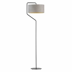 Lampa podłogowa do salonu TESALLIA GOLD Lysne szara welurowa glamour z abażurem 156 cm