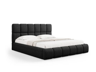 Łóżko do sypialni Bellis 160x200 czarne tapicerowane z pojemnikiem nowoczesne glamour