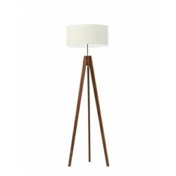 Lampa podłogowa drewniana HAITI ecru z abażurem glamour do salonu i pokoju dziecięcego Lysne