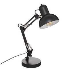 Lampka biurkowa Bren Atmosphera czarna metalowa klasyczna z regulowanym ramieniem na baterie