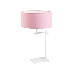 Lampka nocna do sypialni Alaska nowoczesna z abażurem różowym i białym stelażem 55 cm LYSNE